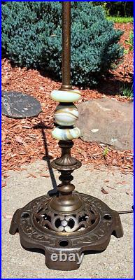 Antique Ornate Victorian Floor Lamp Art Nouveau Cast iron Brass Onyx Marble