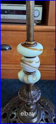 Antique Ornate Victorian Floor Lamp Art Nouveau Cast iron Brass Onyx Marble