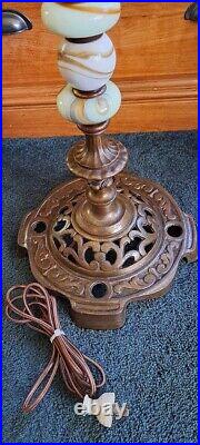 Antique Ornate Victorian Floor Lamp Art Nouveau Cast iron Brass Onyx Marble
