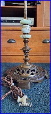 Antique Ornate Victorian Floor Lamp Art Nouveau Cast iron Brass Onyx Marble