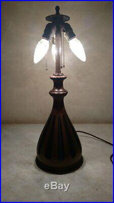 Antique Pairpoint Signed Lamp Base for leaded/slag glass shade Handel era