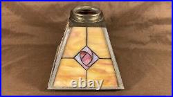 Antique Panel Art Nouveau Deco Arts Crafts Slag Glass Lamp Light Pendant Shade
