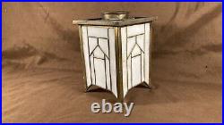 Antique Panel Art Nouveau Deco Arts Crafts Slag Glass Lamp Light Pendant Shade