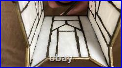 Antique Panel Art Nouveau Deco Arts Crafts Slag Glass Lamp Light Pendant Shade