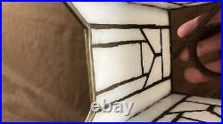 Antique Panel Art Nouveau Deco Arts Crafts Slag Glass Lamp Light Pendant Shade