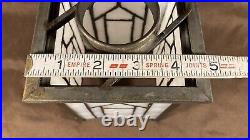 Antique Panel Art Nouveau Deco Arts Crafts Slag Glass Lamp Light Pendant Shade