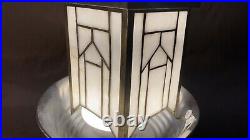 Antique Panel Art Nouveau Deco Arts Crafts Slag Glass Lamp Light Pendant Shade