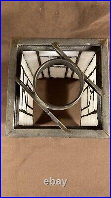 Antique Panel Art Nouveau Deco Arts Crafts Slag Glass Lamp Light Pendant Shade