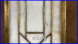 Antique Panel Art Nouveau Deco Arts Crafts Slag Glass Lamp Light Pendant Shade