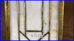 Antique Panel Art Nouveau Deco Arts Crafts Slag Glass Lamp Light Pendant Shade