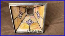 Antique Panel Art Nouveau Deco Arts Crafts Slag Glass Lamp Light Pendant Shade