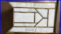 Antique Panel Art Nouveau Deco Arts Crafts Slag Glass Lamp Light Pendant Shade