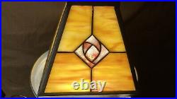 Antique Panel Art Nouveau Deco Arts Crafts Slag Glass Lamp Light Pendant Shade