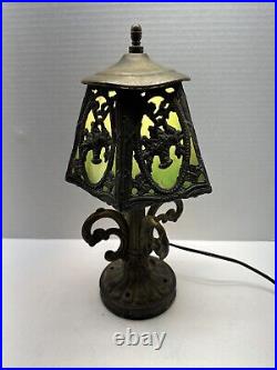 Antique Paul Henningsen RARE GREEN Stained Slag Glass Lamp