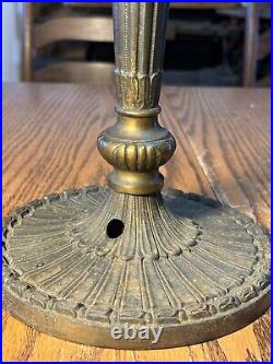 Antique Pittsburgh Adjustable Lamp Base Reverse Painted Slag Stained Shade Part