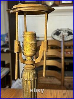 Antique Pittsburgh Adjustable Lamp Base Reverse Painted Slag Stained Shade Part