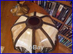 Antique Pittsburgh Bent Slag Glass Lamp Miller Bradley & Hubbard Handel Rainaud