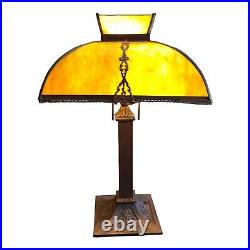 Antique Pittsburgh Lamp Brass & Glass Co Pilabrasgo Green Slag Glass Lamp