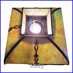 Antique Pittsburgh Lamp Brass & Glass Co Pilabrasgo Green Slag Glass Lamp
