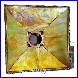 Antique Pittsburgh Lamp Brass & Glass Co Pilabrasgo Green Slag Glass Lamp