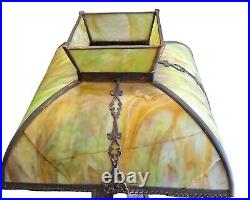 Antique Pittsburgh Lamp Brass & Glass Co Pilabrasgo Green Slag Glass Lamp
