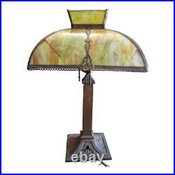 Antique Pittsburgh Lamp Brass & Glass Co Pilabrasgo Green Slag Glass Lamp