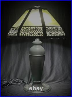 Antique Pittsburgh Lamp with 8 Panel Slag Glass Shade Mission Arts & Crafts Era Antique Pittsburgh Lamp with 8 Panel Slag Glass Shade Mission Arts & Crafts Era