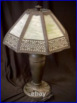 Antique Pittsburgh Lamp with 8 Panel Slag Glass Shade Mission Arts & Crafts Era