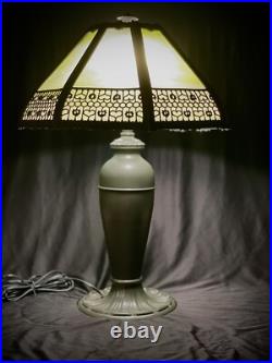 Antique Pittsburgh Lamp with 8 Panel Slag Glass Shade Mission Arts & Crafts Era