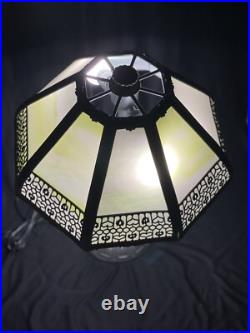 Antique Pittsburgh Lamp with 8 Panel Slag Glass Shade Mission Arts & Crafts Era