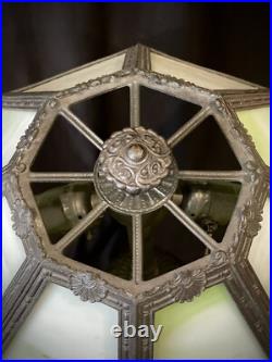 Antique Pittsburgh Lamp with 8 Panel Slag Glass Shade Mission Arts & Crafts Era