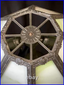 Antique Pittsburgh Lamp with 8 Panel Slag Glass Shade Mission Arts & Crafts Era Antique Pittsburgh Lamp with 8 Panel Slag Glass Shade Mission Arts & Crafts Era
