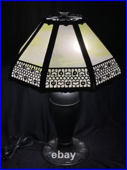 Antique Pittsburgh Lamp with 8 Panel Slag Glass Shade Mission Arts & Crafts Era Antique Pittsburgh Lamp with 8 Panel Slag Glass Shade Mission Arts & Crafts Era