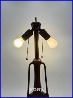 Antique Pittsburgh Miller Slag Glass Stained Glass Art Nouveau Lamp Base