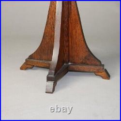 Antique Prairie School Arts and Crafts Oak Framed Slag Glass Table Lamp C1920 Antique Prairie School Arts and Crafts Oak Framed Slag Glass Table Lamp C1920