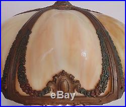 Antique Puffy Bent Slag Glass Table Lamp Victorian Art Nouveau