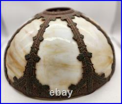 Antique Rainaud A & R Co. Caramel Slag Glass Table Lamp With Original Wiring