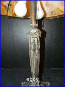 Antique Rare 4 Socket Arts & Crafts Caramel Slag Glass Lamp 28 Ship Finial Exc Antique Rare 4 Socket Arts & Crafts Caramel Slag Glass Lamp 28 Ship Finial Exc