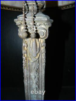 Antique Rare 4 Socket Arts & Crafts Caramel Slag Glass Lamp 28 Ship Finial Exc