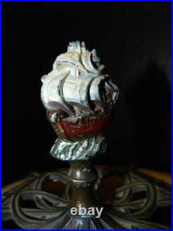 Antique Rare 4 Socket Arts & Crafts Caramel Slag Glass Lamp 28 Ship Finial Exc