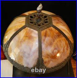 Antique Rare 4 Socket Arts & Crafts Caramel Slag Glass Lamp 28 Ship Finial Exc