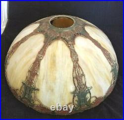Antique Rare Ceramic table lamp with a slag glass shade Handel-Tiffany ERA