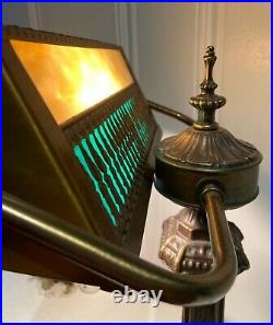 Antique Rare Slag Glass Bankers Lamp