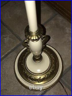 Antique Rembrandt Art Nouveau Torchiere Floor Lamp with White Slag Glass SHADE