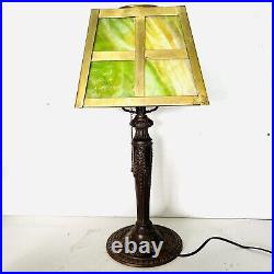 Antique Renaud Art Nouveau Slag Glass Table Lamp Working 20 Tall