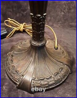 Antique Royal Art Glass Co. Caramel Slag Glass Lamp 18 Shade Signed Base c1910