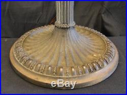 Antique SALEM BROTHERS #2 Six Panel Caramel Slag Glass Table Lamp Metalwork