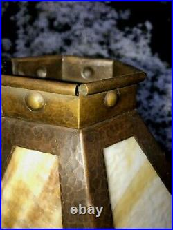 Antique STICKLEY BROTHERS LAMP Caramel Slag Glass Arts Crafts Mission Era W5864
