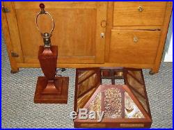 Antique STICKLEY ERA Mission Arts & Crafts Tiger Oak Slag Glass Large Table Lamp