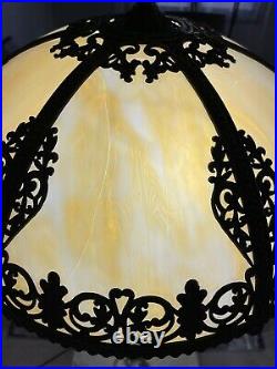 Antique Salem Bros. Bent Slag Glass Lamp Bradley & Hubbard Miller Handel styles